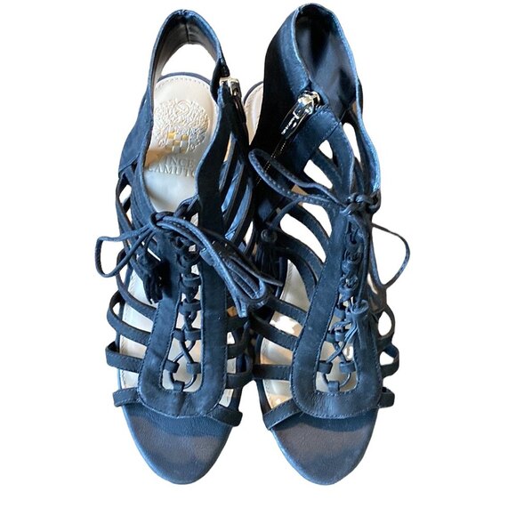 Vince Camuto Lace Up Elexa Gladiator Black Heeled Sandal 9 - Picture 1 of 11